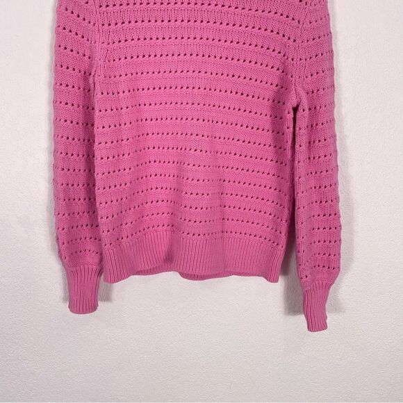 J. Crew Bubblegum Pink Cutout Hole Patterned Pullover Sweater - Picture 4 of 6